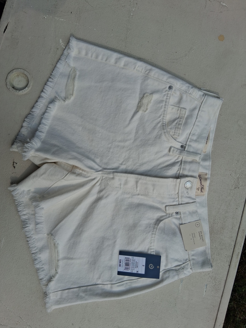 Universal Thread Off-White Distressed High-Rise Denim Shorts